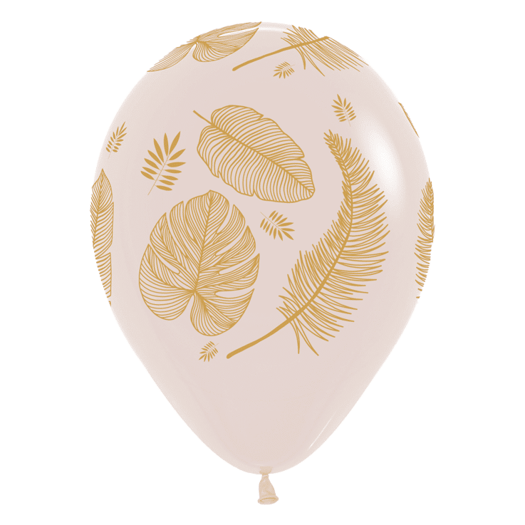 Bio Luftballon Bioloons® weißer Sand mit tropischen Blättern, 30cm - 25 Stück