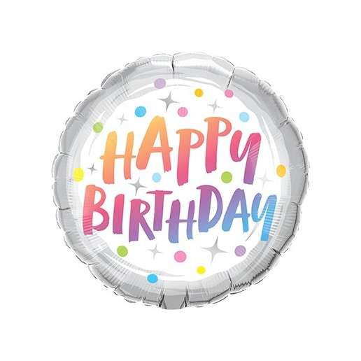 Happy Birthday weiss-bunt Luftballon