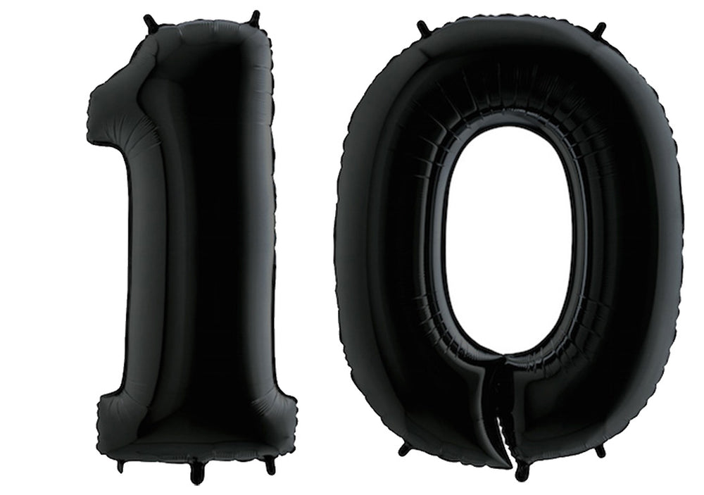 Luftballon XXL Zahl 10-99 schwarz (100 cm)