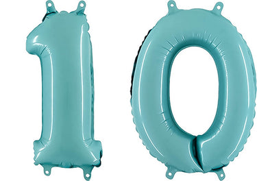 Luftballon XXL Zahl 10-99 pastell-blau (100 cm)