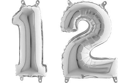 Luftballon XXL Zahl 10-99 silber (100 cm)