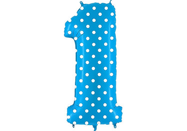 Luftballon XXL Zahl 0-9 blau mit weißen Punkten (100 cm)